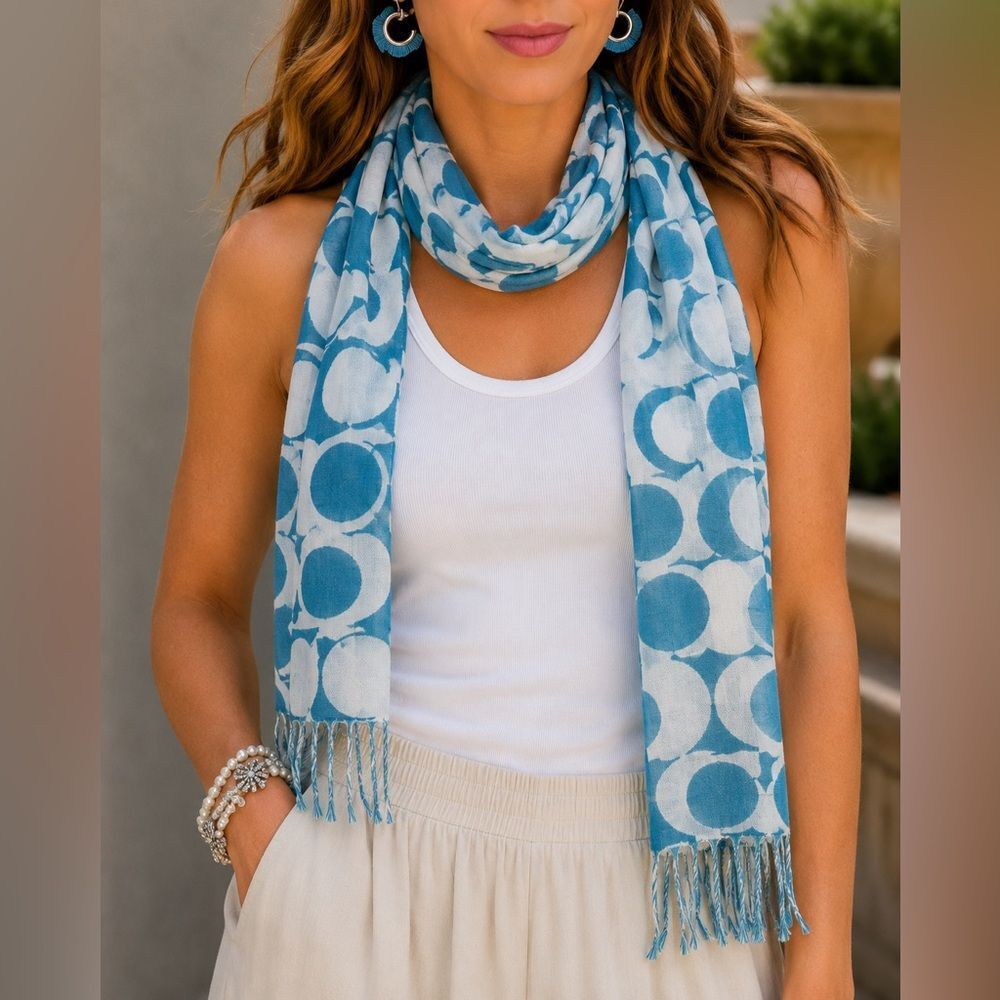 Coach *Tiffany Blue* Lightweight Soft 100% Merino Wool Signature Scarf